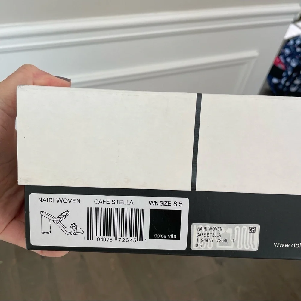 New Dolce Vita Nairi Braided Strappy Block Heel Sandal in Cafe Stella Neutral - Picture 4 of 8